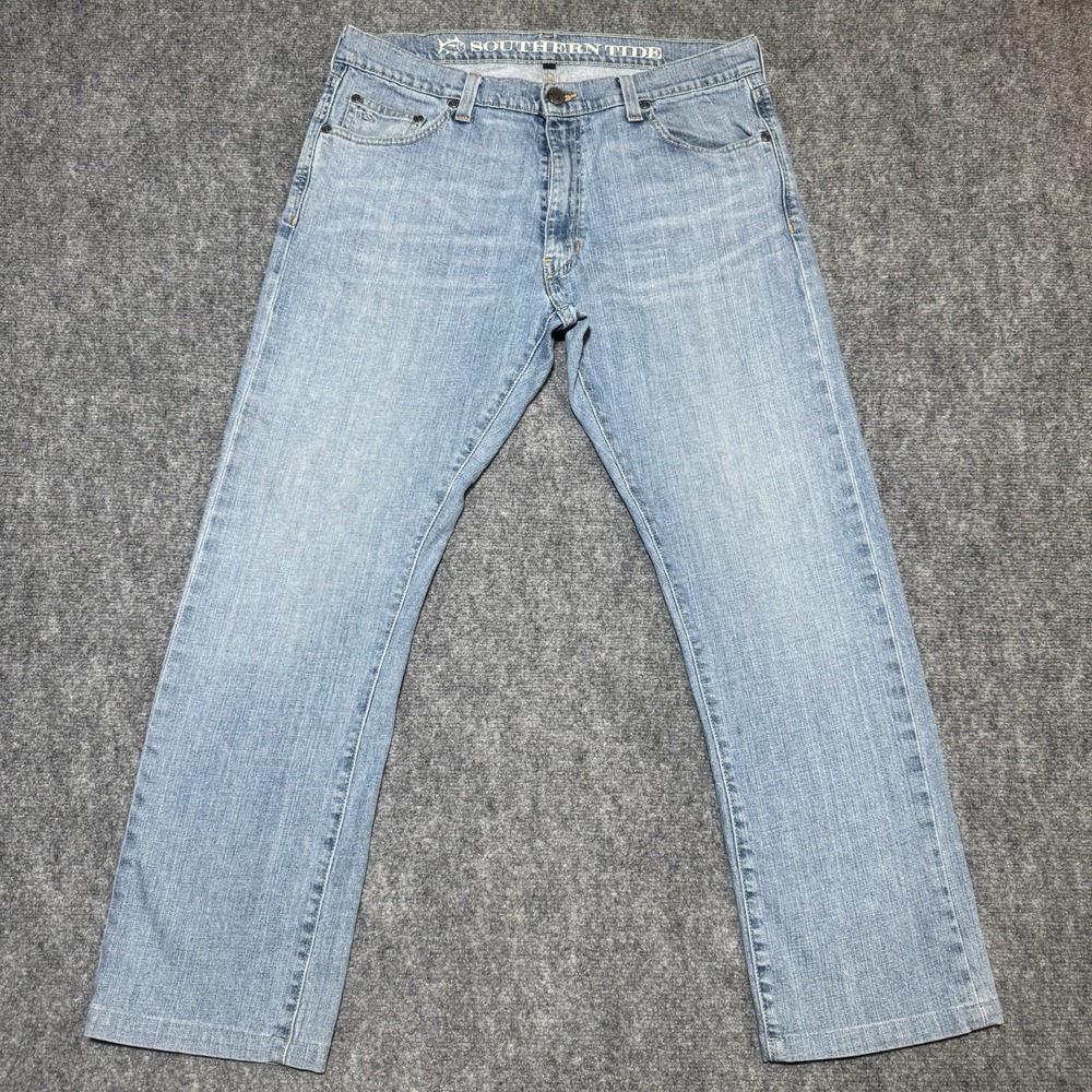 Southern Tide Vintage Blue Jeans Men‎ Size 36x32 Straight Classic Fit Light Wash